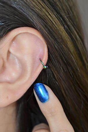 6 mm Hologram Çelik Top Uçlu Piercing Septum Kıkırdak