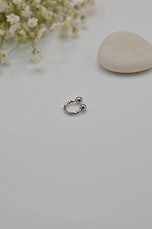 6 mm Gümüş Renk Çelik Top Uçlu Piercing Tragus Helix Kıkırdak