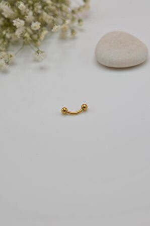 İki Ucu Top Çelik Piercing Kaş Helix Kıkırdak 6 mm Gold