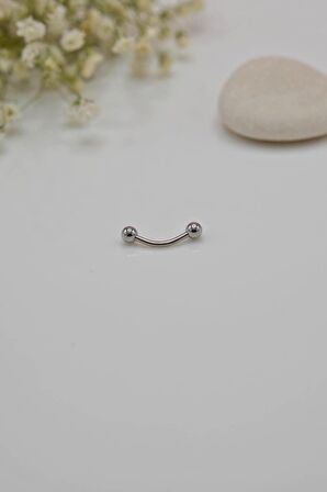 İki Ucu Top Çelik Piercing Kaş Helix Kıkırdak 8 mm Gümüş Renk