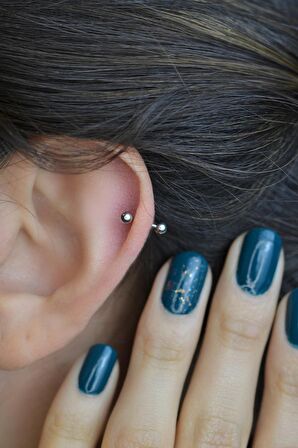 İki Ucu Top Çelik Piercing Kaş Helix Kıkırdak 6 mm Gümüş Renk