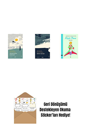 İnsanların  Dünyası + Gece Uçuşu + Küçük Prens + Okuma Sticker'ları