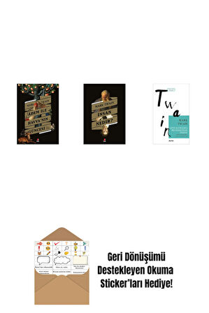 Adem ile Havva’nın Güncesi + İnsan Nedir? + Çifte Kavrulmuş Bir Dedektiflik Öyküsü + Okuma Sticker'ları