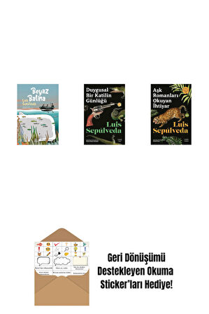 Beyaz Balina + Duygusal Bir Katilin Günlüğü + Aşk Romanları  Okuyan İhtiyar + Okuma Sticker'ları