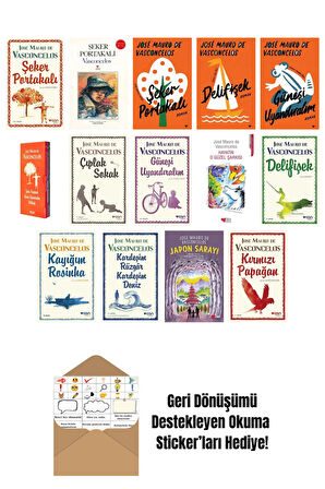 José Mauro de Vasconcelos 14 Kitap Seti + Okuma Sticker'ları