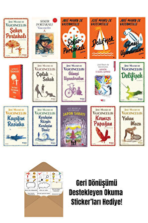 José Mauro de Vasconcelos 15 Kitap Seti + Okuma Sticker'ları