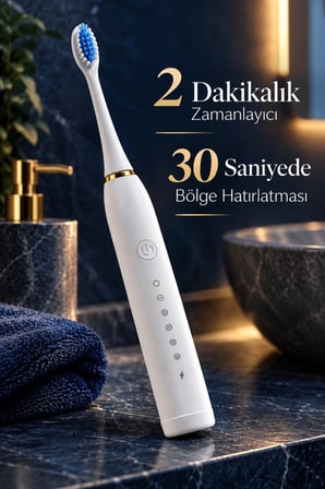 Şarjlı Elektrikli Diş Fırçası Beyaz 6 Modlu