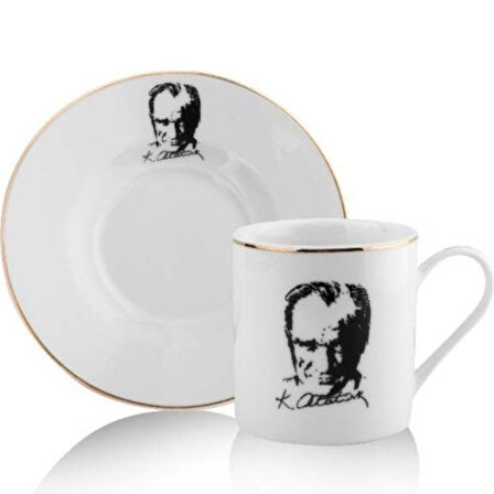 Atatürk Tasarımlı Porselen 2’li Kahve Seti
