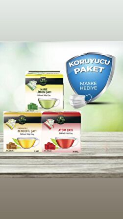 TanlaBaba SARGILI Küp Çay 3'lü Koruyucu Paket Nane Limon, Propolis, Atom Çay Doğal Çay Bitkisel Çay