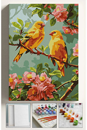 Sayılarla Boyama Seti Numaralı Tuval Fırça Boya 40x50 Cm Sarı Kanarya
