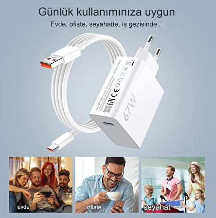 67W Turbo Telefon Şarj Cihazı Aleti Kablo/adaptör Seti TYPE-C Usb Xiaomi Redmi Uyumlu Duvar Tipi