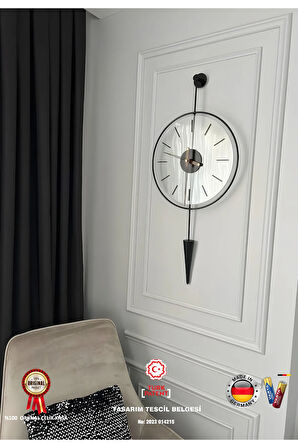 Gravity Pendulum Siyah-orta Boy (37X85)-(kırılmaz Tamperli Cam ) Metal (MOBİLYA) Duvar Saati