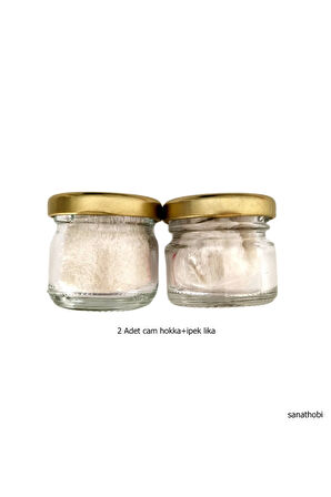 ipek Likalı Cam Hokka Sarı Kapak, Hat Sanatı Kaliigrafi, Minyatür Tezhip Hokka-28ml-2 Adet