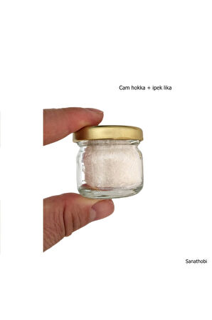 ipek Likalı Cam Hokka Sarı Kapak, Hat Sanatı Kaliigrafi, Minyatür Tezhip Hokka-28ml-4 Adet