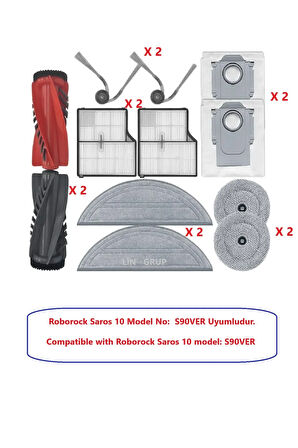 Roborock SAROS 10 model S90VER uyumlu robot süpürge yedek parça