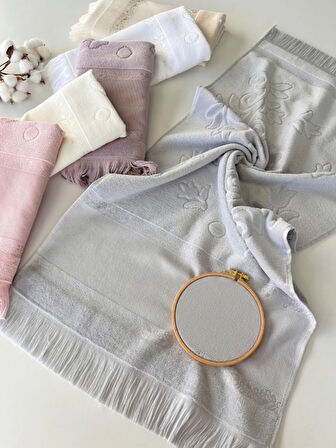 Sarra Mysoft - Gri - 50*90 - Etamin Ve Kanaviçe İşlemelik Havlu