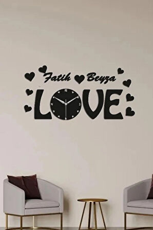 Love Yazılı isme özel Ahşap Duvar saati+İSİM BİLDİRİNİZ
