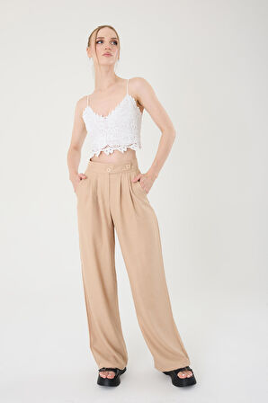 Keten Karışımlı Kore Model Palazzo Pantolon