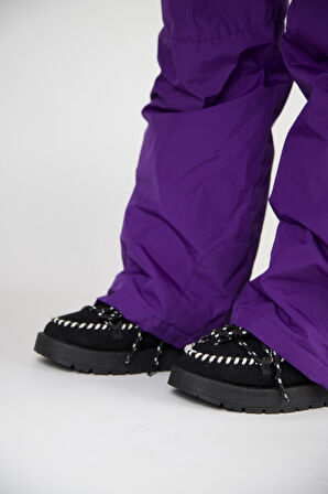 219851141-1S Kadın Yumuşak Rahat Kürklü Bot - Tekstil Süet Kışlık Siyah Bot