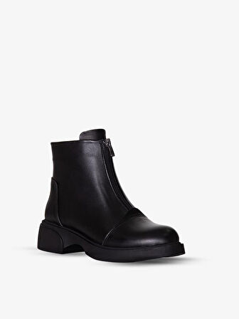 217551115-1 Zenne Kadın Bot Siyah Napa Deri