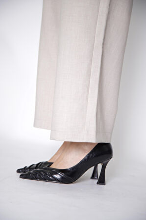 315151122-1  Suni Napa Abiye Topuklu  Siyah Kadın Ayakkabı