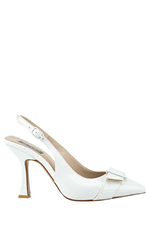 Stato Kemer Detaylı Topuklu Ayakkabı Beyaz
