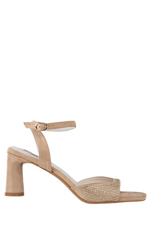 Stato Kadın Topuklu Sandalet Nude Beyaz