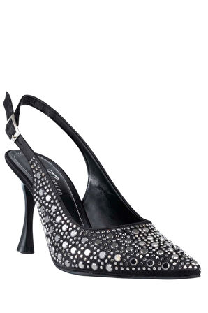 Stato Kadın Siyah İşlemeli Topuklu Ayakkabı