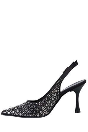 Stato Kadın Siyah İşlemeli Topuklu Ayakkabı