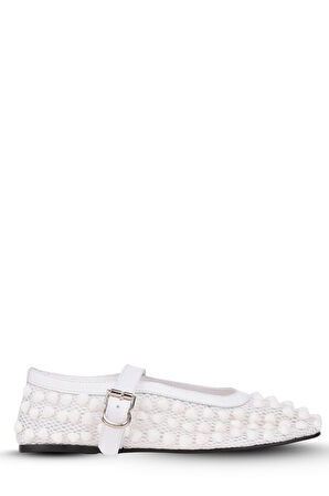 Stato Taş Detaylı Kadın Babet Beyaz