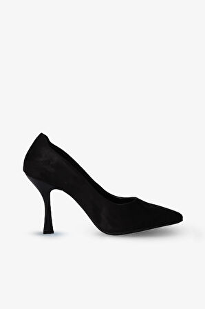 Castle - Siyah Süet Kadın Topuklu Ayakkabı 25-10025