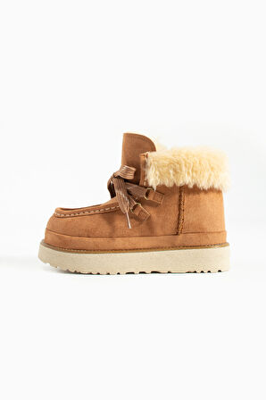 Süet  Kışlık İçi Kürklü Kadın Taba Bot