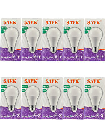 Şavk 12W 4000K (Günışığı) E27 Duylu Led Ampul (10 Adet)