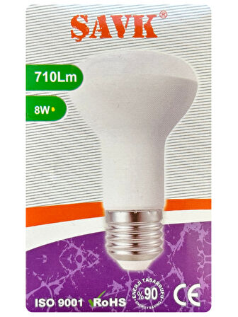 (3 Adet) Şavk 8W (54W) Sarı Işık (3000K) E27 Duylu (Kalın Duy) Led R63 Ampul