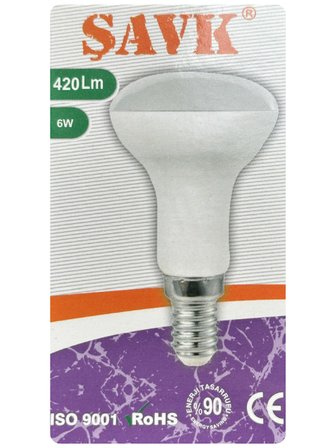 (3 Adet) Şavk 6W (37W) Sarı Işık (3000K) E14 Duylu (İnce Duy) Led R50 Ampul