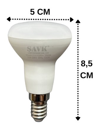 (4 Adet) Şavk 6W (37W) Sarı Işık (3000K) E14 Duylu (İnce Duy) Led R50 Ampul