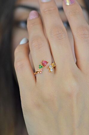 Multicolor Çok Renkli İnce Yüzük Eklem Yüzüğü
