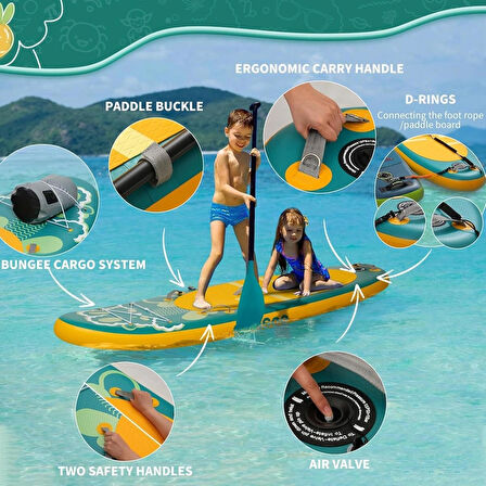 SUP Paddleboard 240 x 76 x 15 cm Çocuk Sörf Tahtası SeaSee FULLSET/ YEŞİL