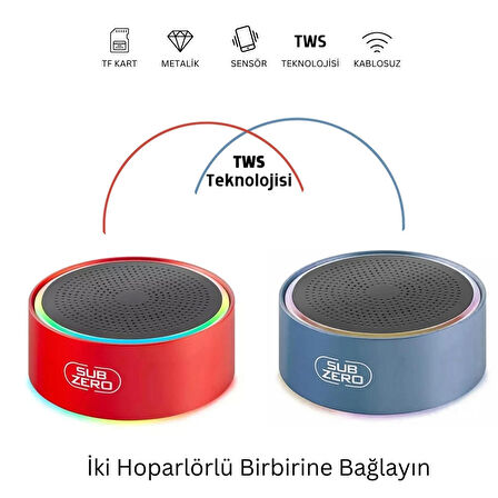 Mini Bluetooth Hoparlör Ses Bombası TWS Çift Hoparlör Bağlantısı