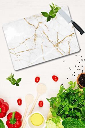 Dekoratif Cam Kesme Tahtası 30cm x 40cm çoklusim Görünümlü
