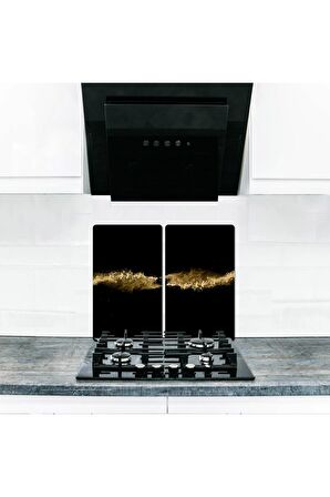  Cam Ocak Koruyucu ve Kesim Tablası Çöl (60cm x 52cm) 2 Parça, 4'lü Ocaklar