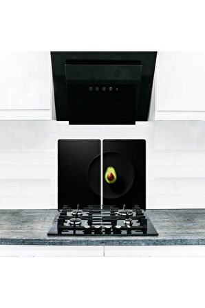  Cam Ocak Koruyucu ve Kesim Tablası Avakado (60cm x 52cm) 2 Parça, 4'lü Ocaklar