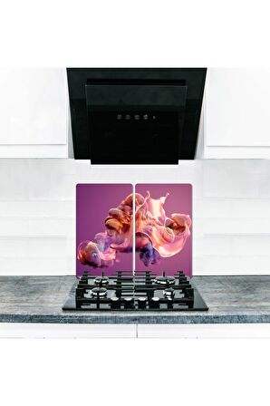  Cam Ocak Koruyucu ve Kesim Tablası Civa (60cm x 52cm) 2 Parça, 4'lü Ocaklar