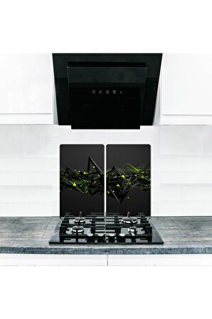  Cam Ocak Koruyucu ve Kesim Tablası  Dijital (60cm x 52cm) 2 Parça, 4'lü Ocaklar