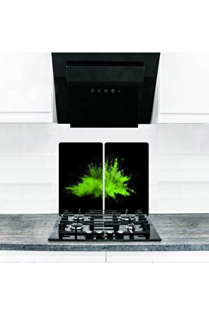  Cam Ocak Koruyucu ve Kesim Tablası Duman (60cm x 52cm) 2 Parça, 4'lü Ocaklar