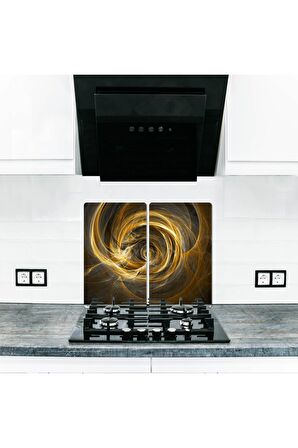 Cam Ocak  Koruyucu ve Kesme Tablası Hipnotize | 60 cm x 52 4'lü Ocaklar