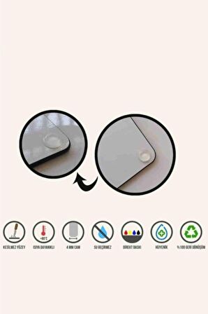 Saban Sarı Altın  Mermer   Cam Kesme Tahtası - Cam Kesme Tablası | 20 Cm X 30 Cm