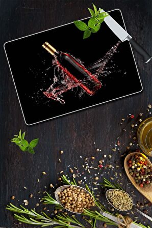 Saban Kırmızı Şarap Cam Kesme Tahtası - Cam Kesme Tablası | 20 Cm X 30 Cm