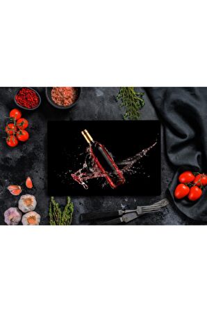 Saban Kırmızı Şarap Cam Kesme Tahtası - Cam Kesme Tablası | 20 Cm X 30 Cm