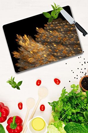 Saban Sonbahar Cam Kesme Tahtası - Cam Kesme Tablası | 20 Cm X 30 Cm